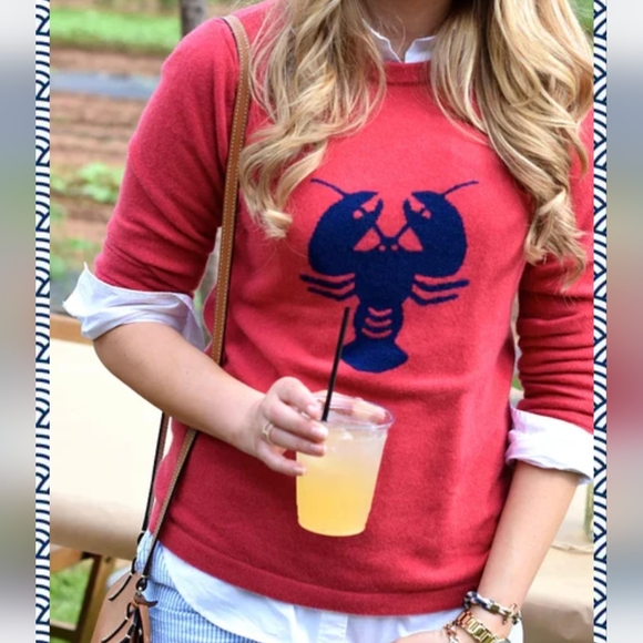 Two Bees Cashmere It's Lobster Weather Sweater Size Medium - Picture 6 of 6